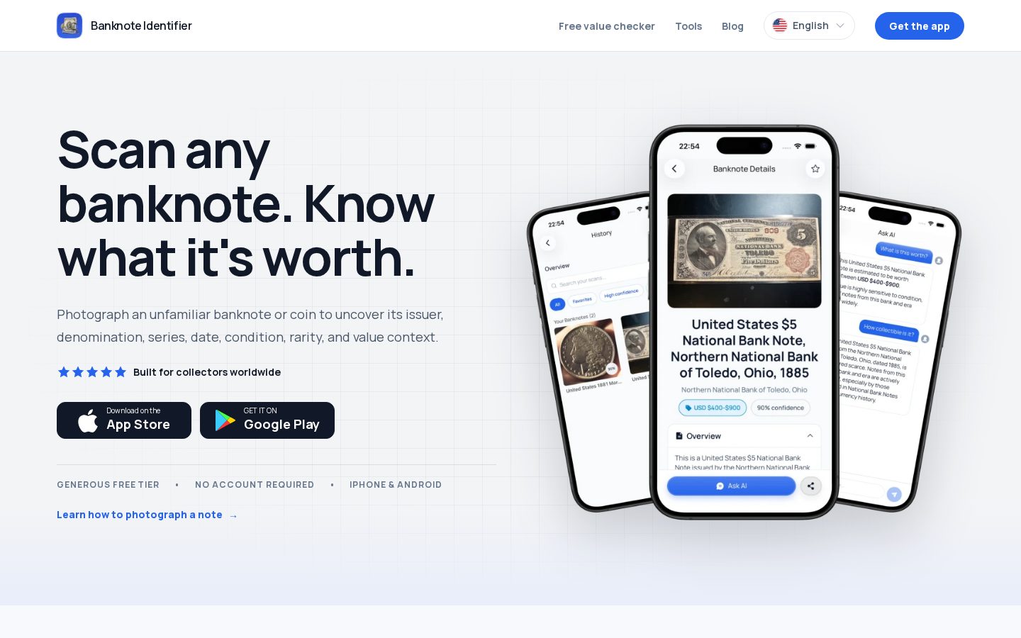 Banknote Identifier Homepage