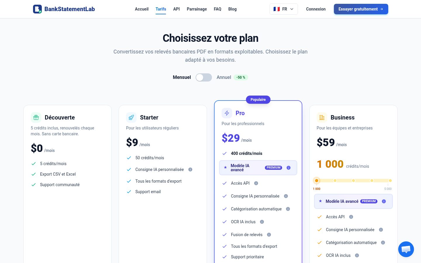 BankStatementLab Pricing
