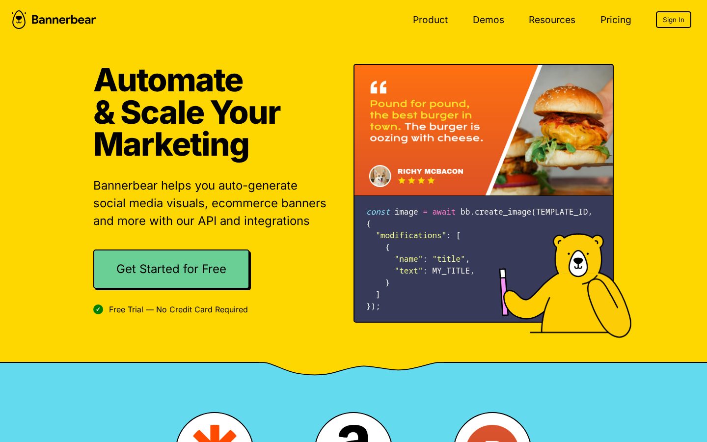 Bannerbear Homepage