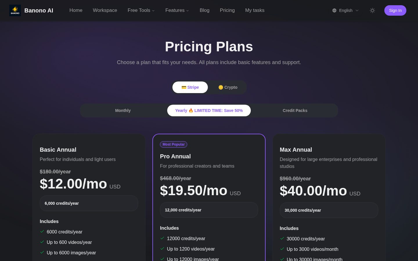 Banono Pricing