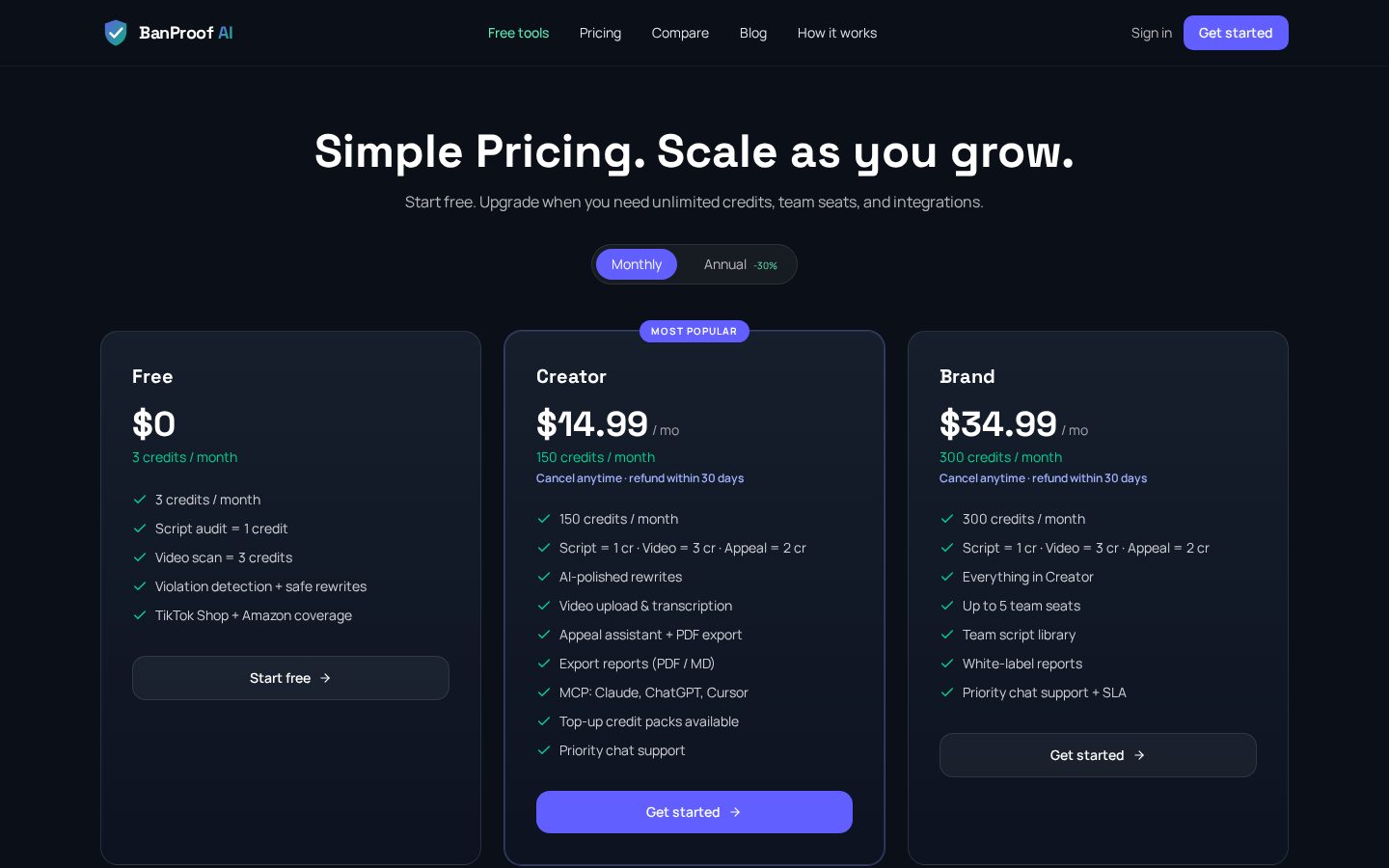 BanProof AI Pricing