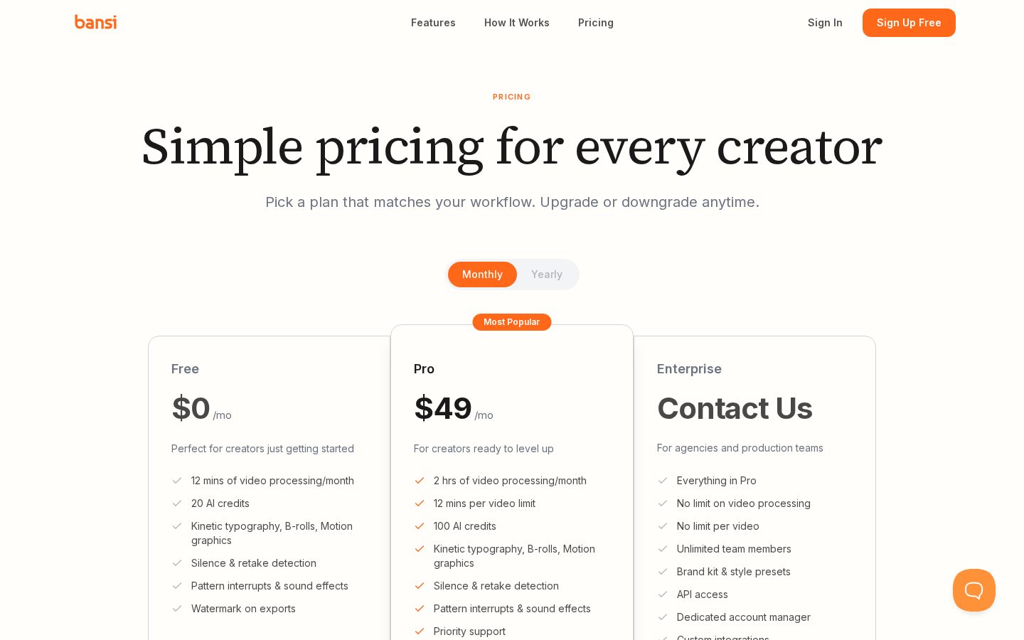 Bansi AI by Writesonic Pricing