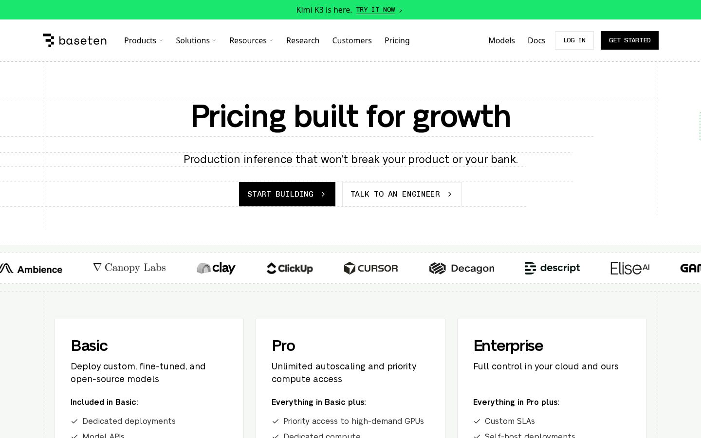 Baseten Pricing
