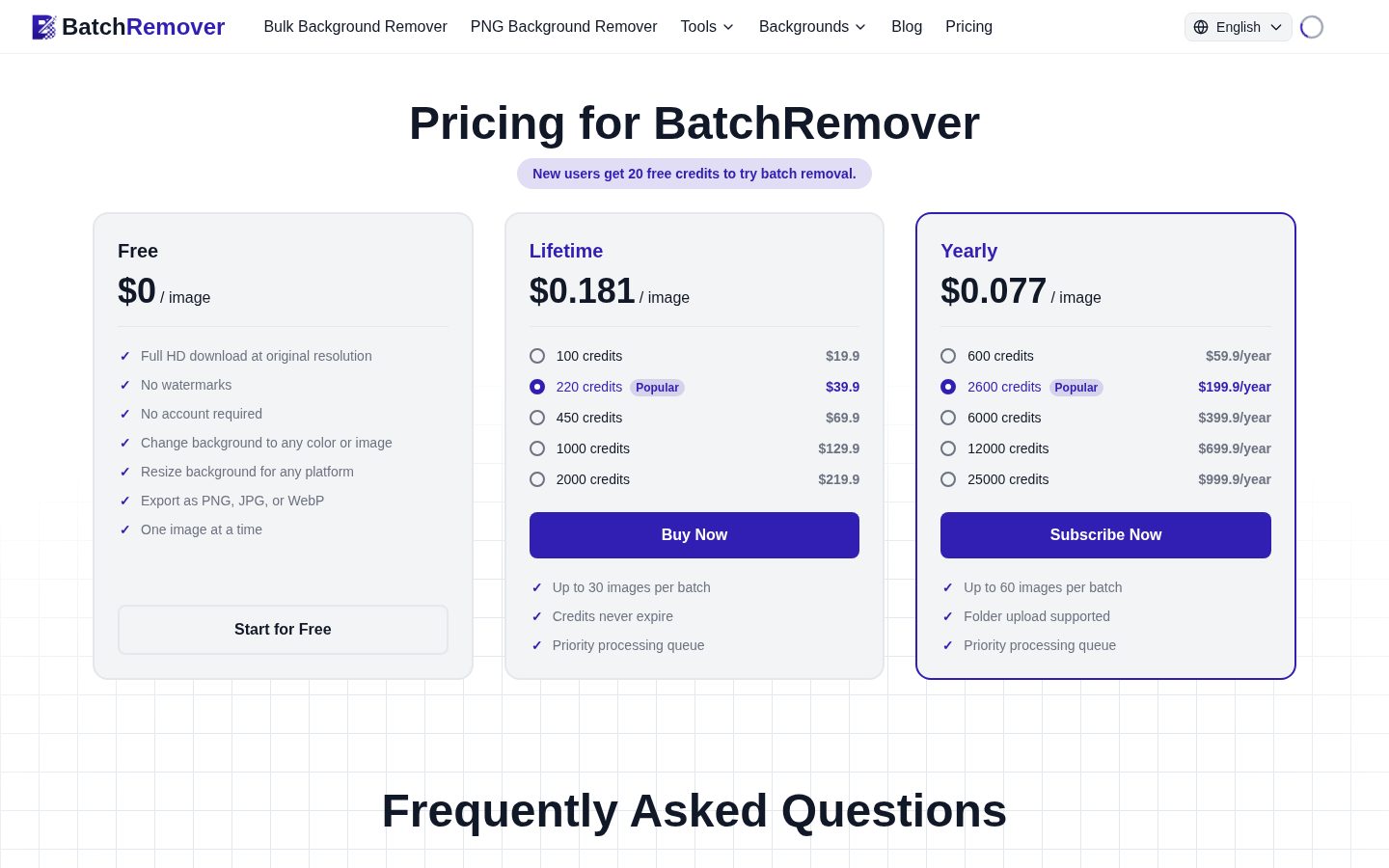 BatchRemover Pricing