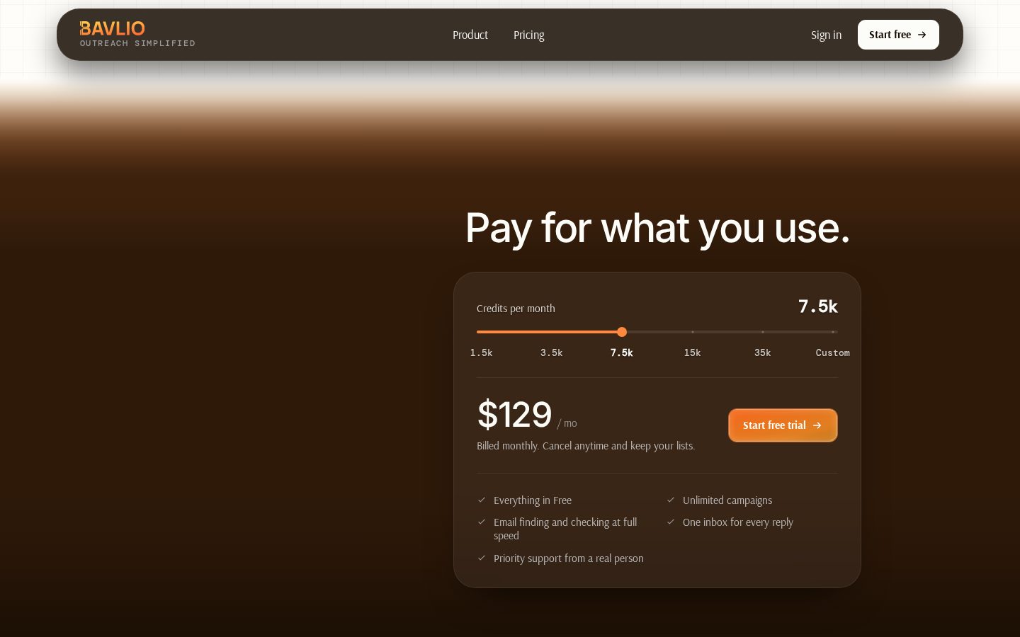 Bavlio Pricing