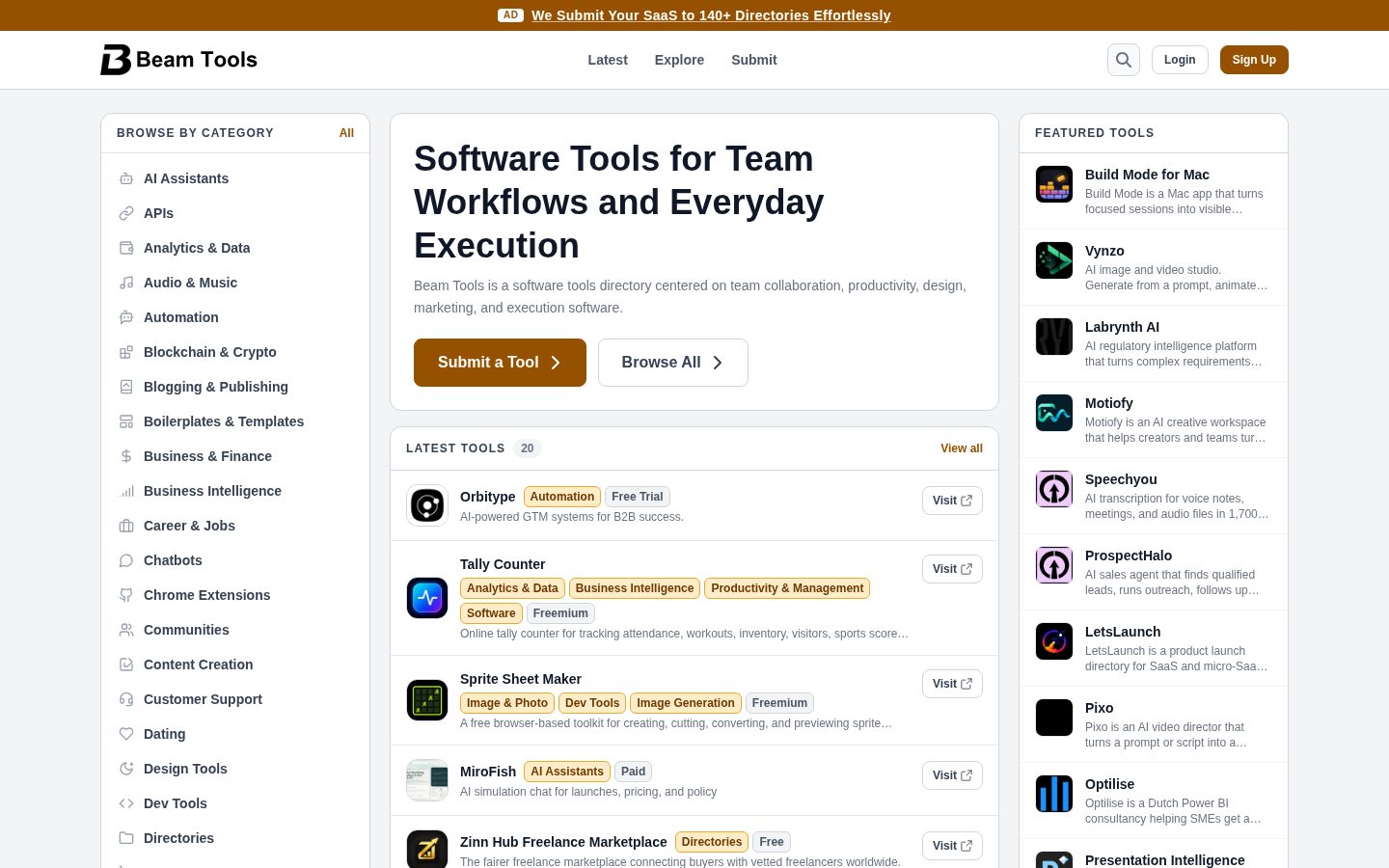 Beam Tools Homepage