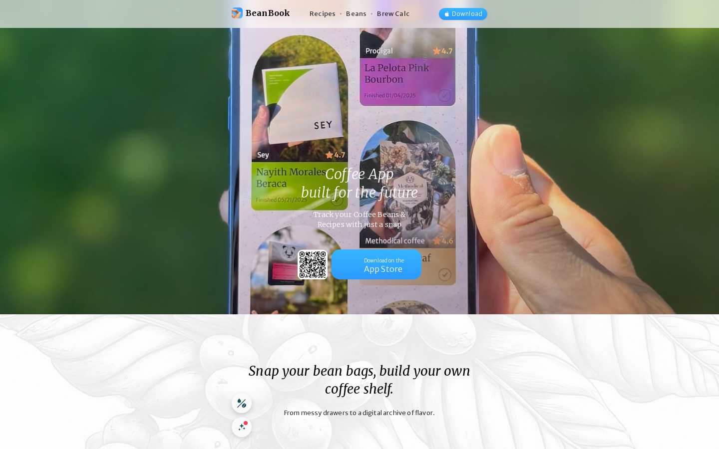 BeanBook: AI Coffee Tracker Homepage