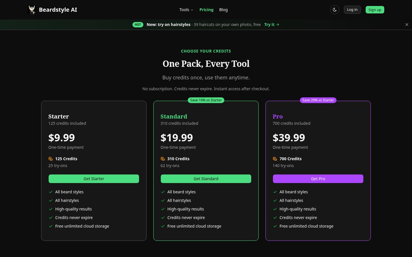 BeardStyle AI Pricing