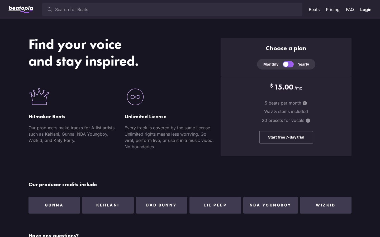 Beatopia Pricing