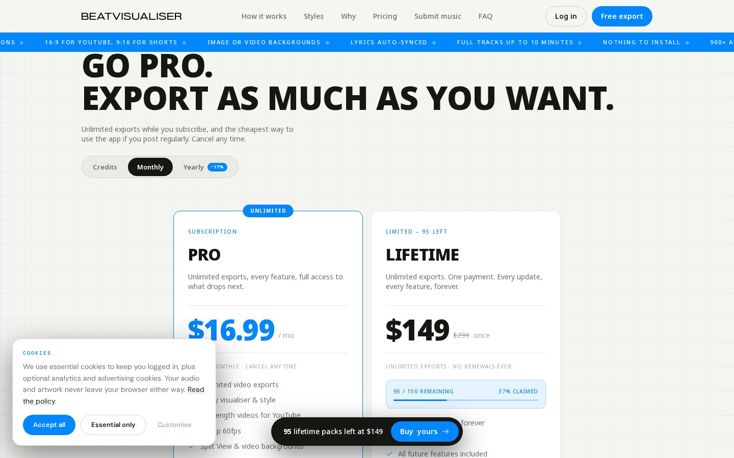 BeatVisualiser Pricing