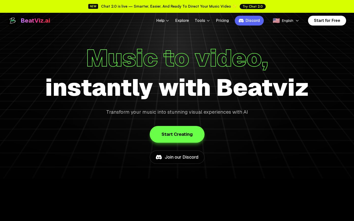 BeatViz AI MV Generator Homepage