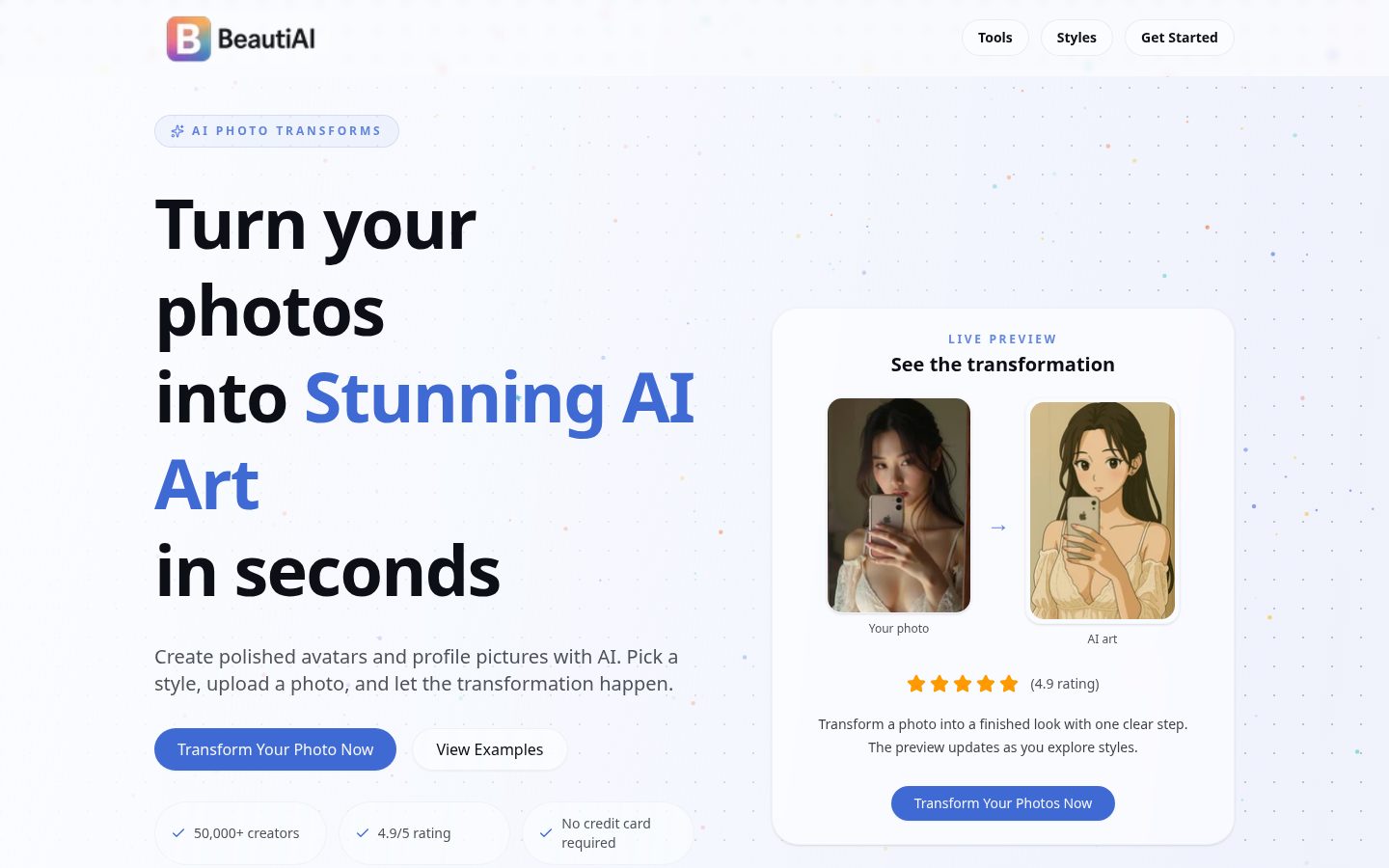 BeautiAI Homepage