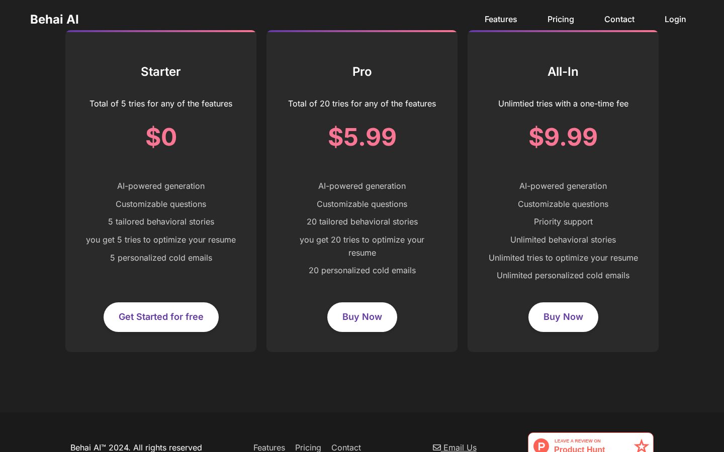 Behai Pricing