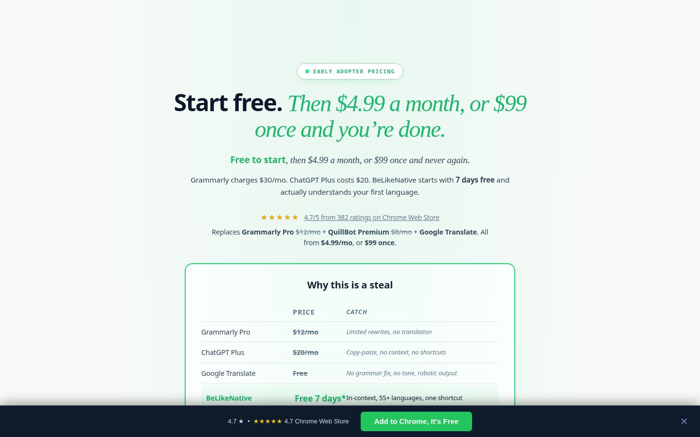 BeLikeNative Pricing