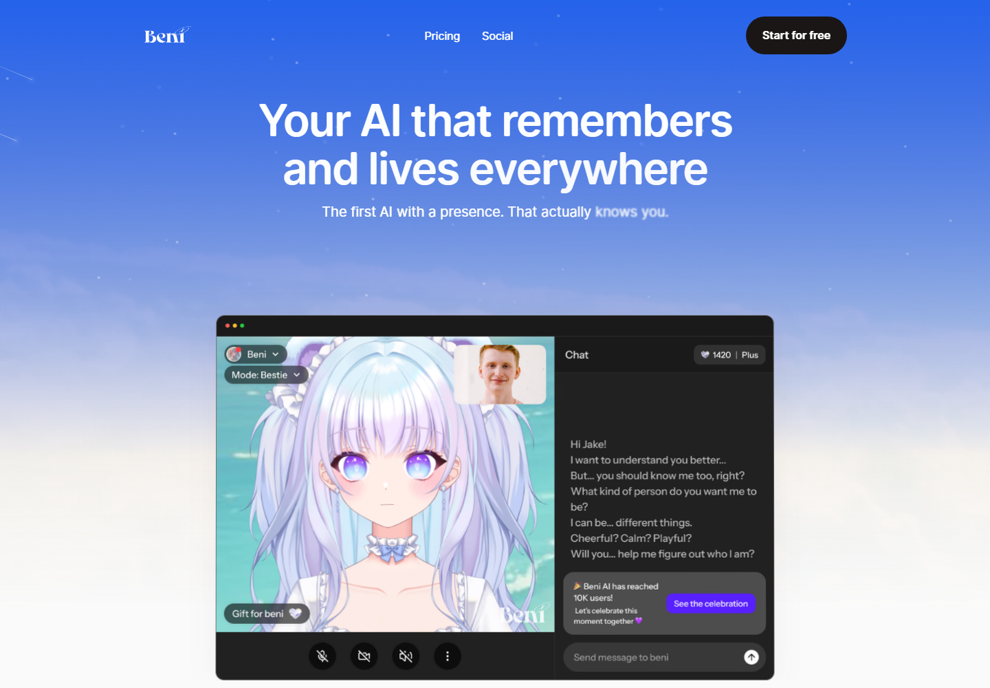Beni AI homepage