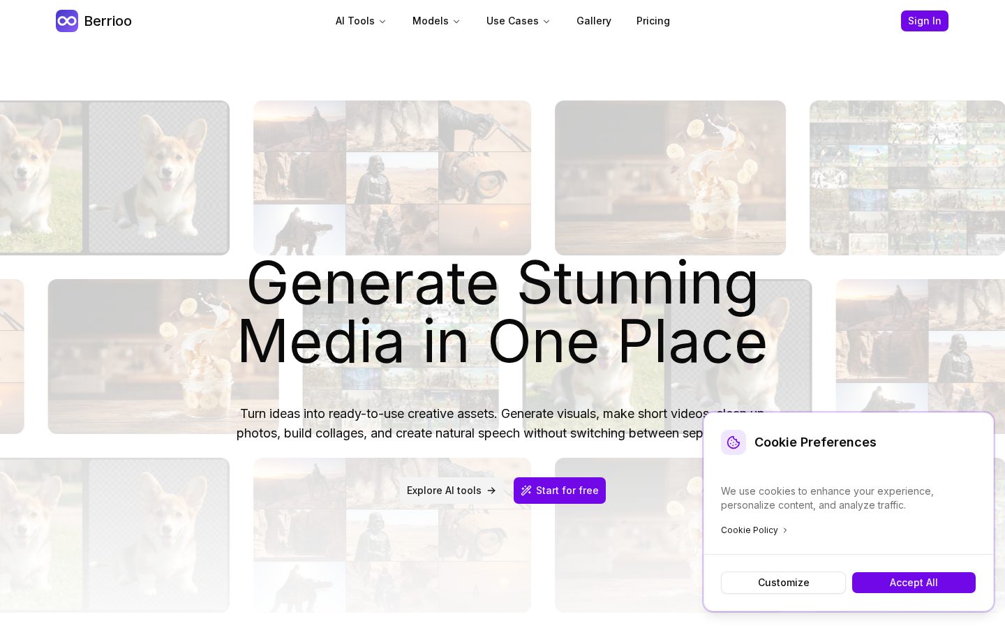 Berrioo: The Easiest Way to Create Stunning Images with AI Homepage