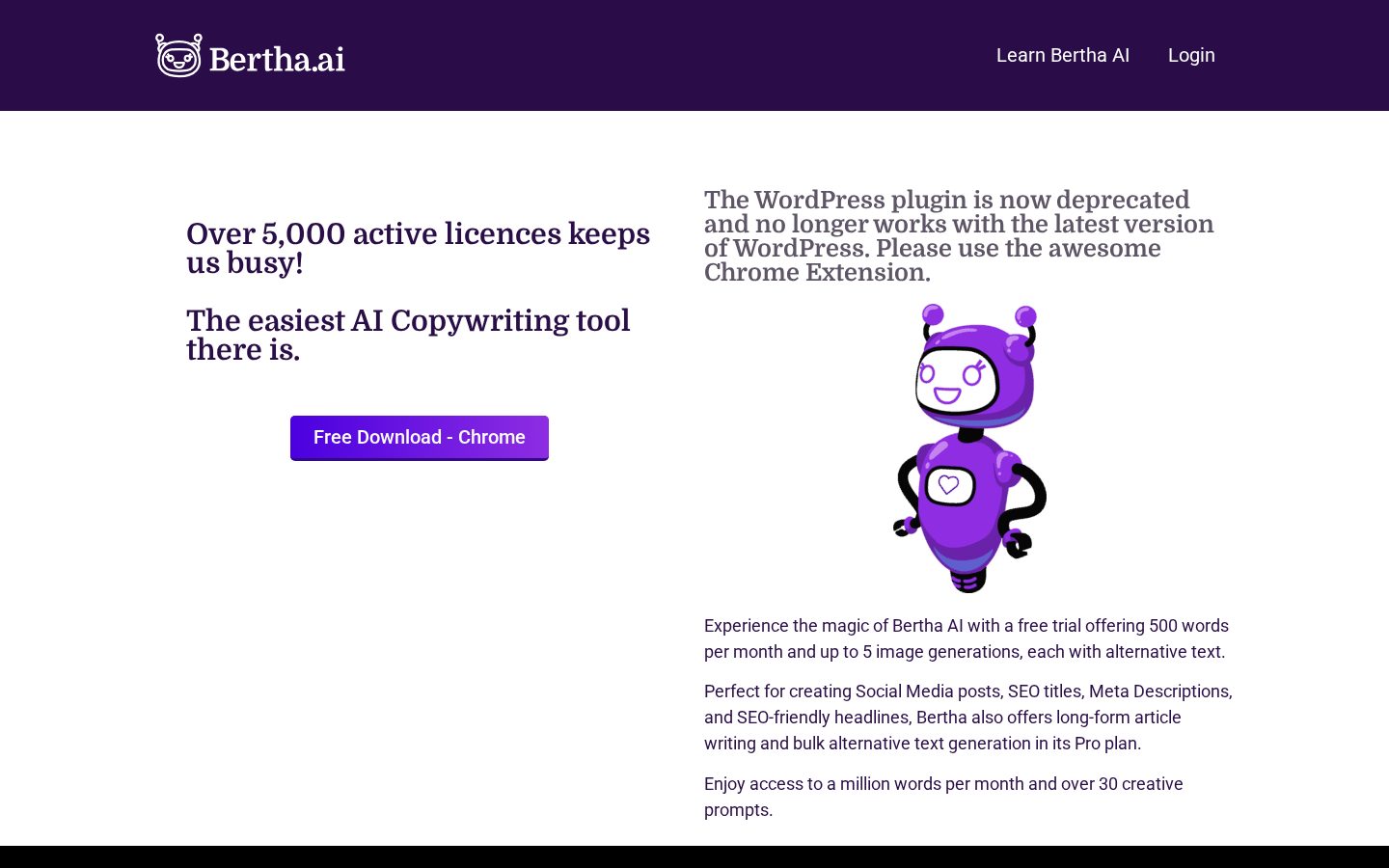 Bertha.ai Homepage