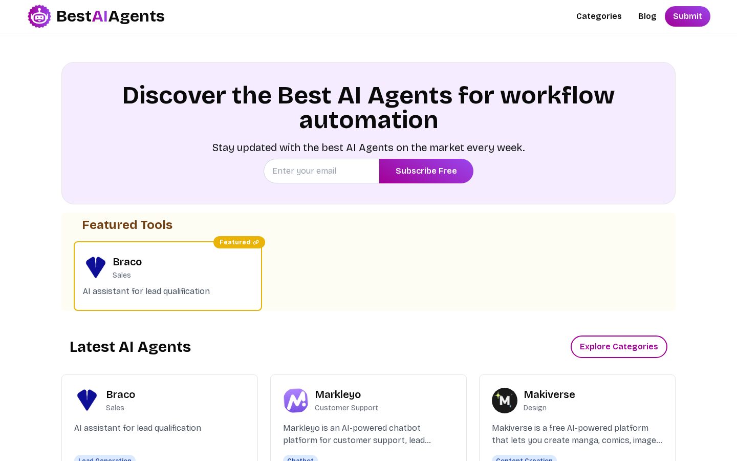 Best AI Agents Homepage