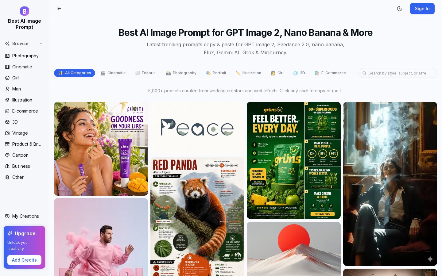 Best AI Image Prompt Homepage