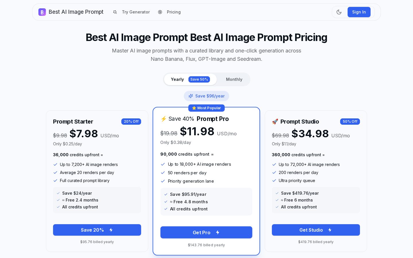 Best AI Image Prompt Pricing