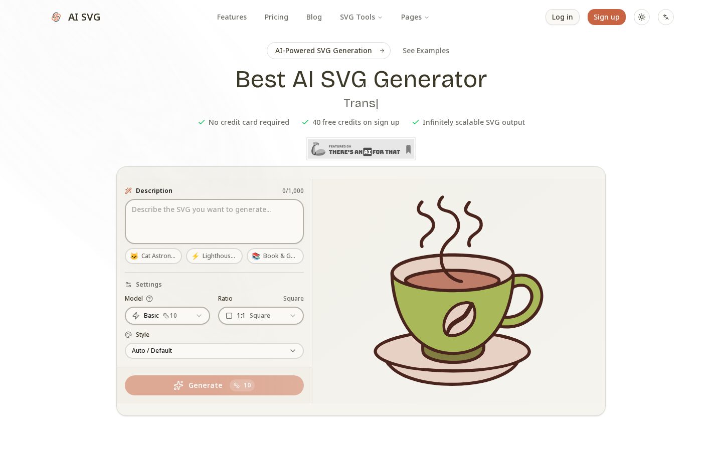 Best AI SVG Generator Homepage
