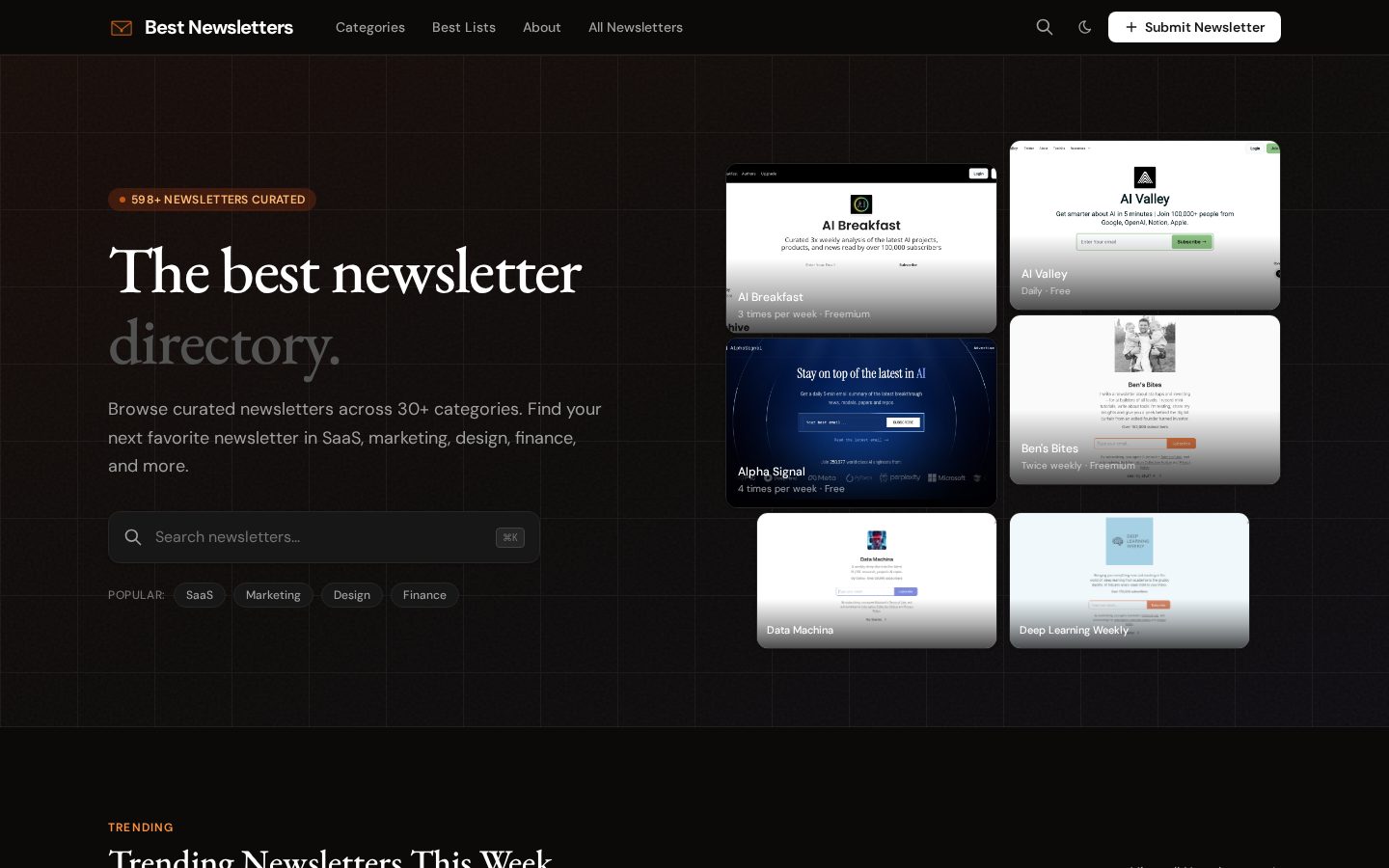 Best Newsletters Homepage
