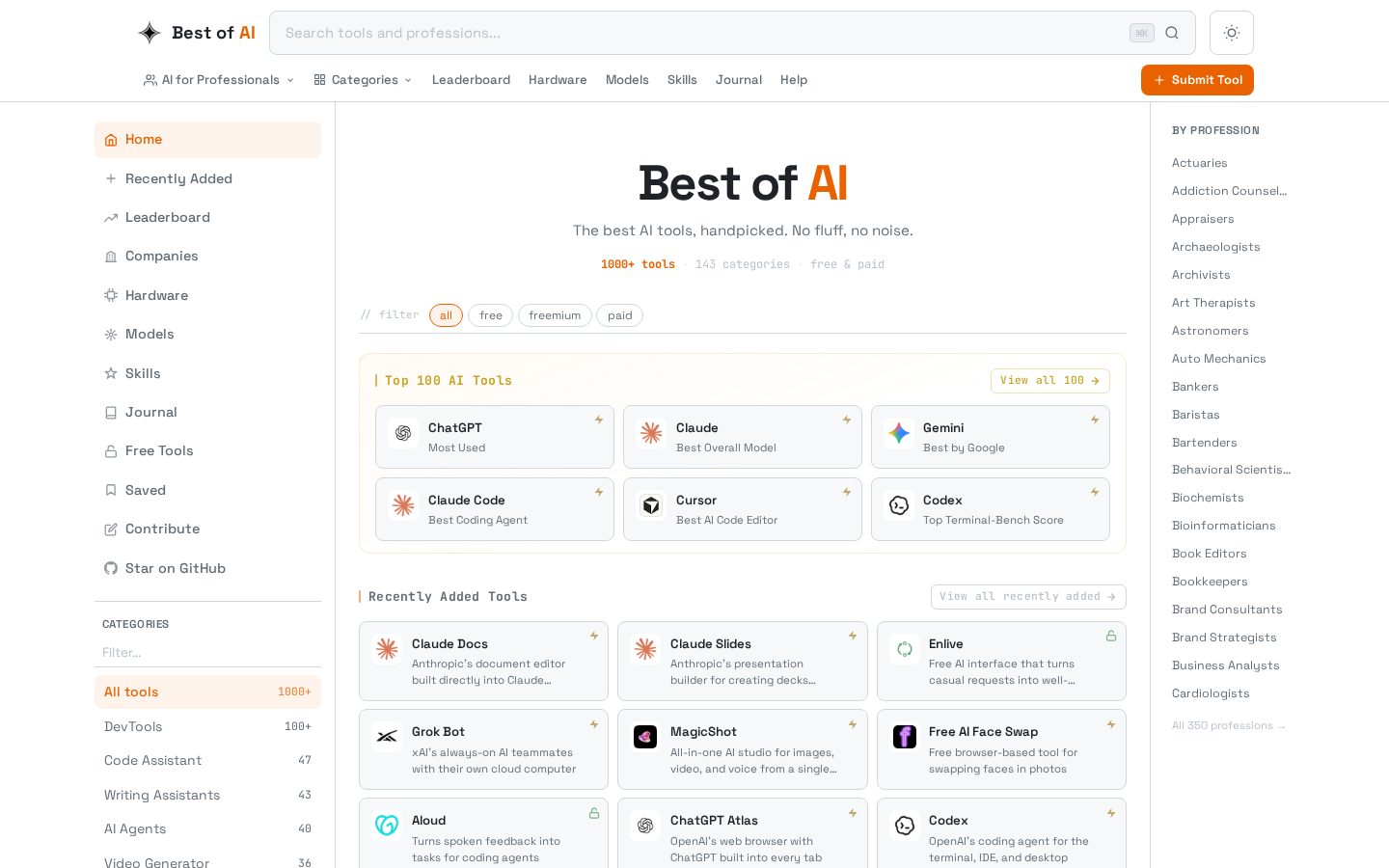 Best of AI Homepage