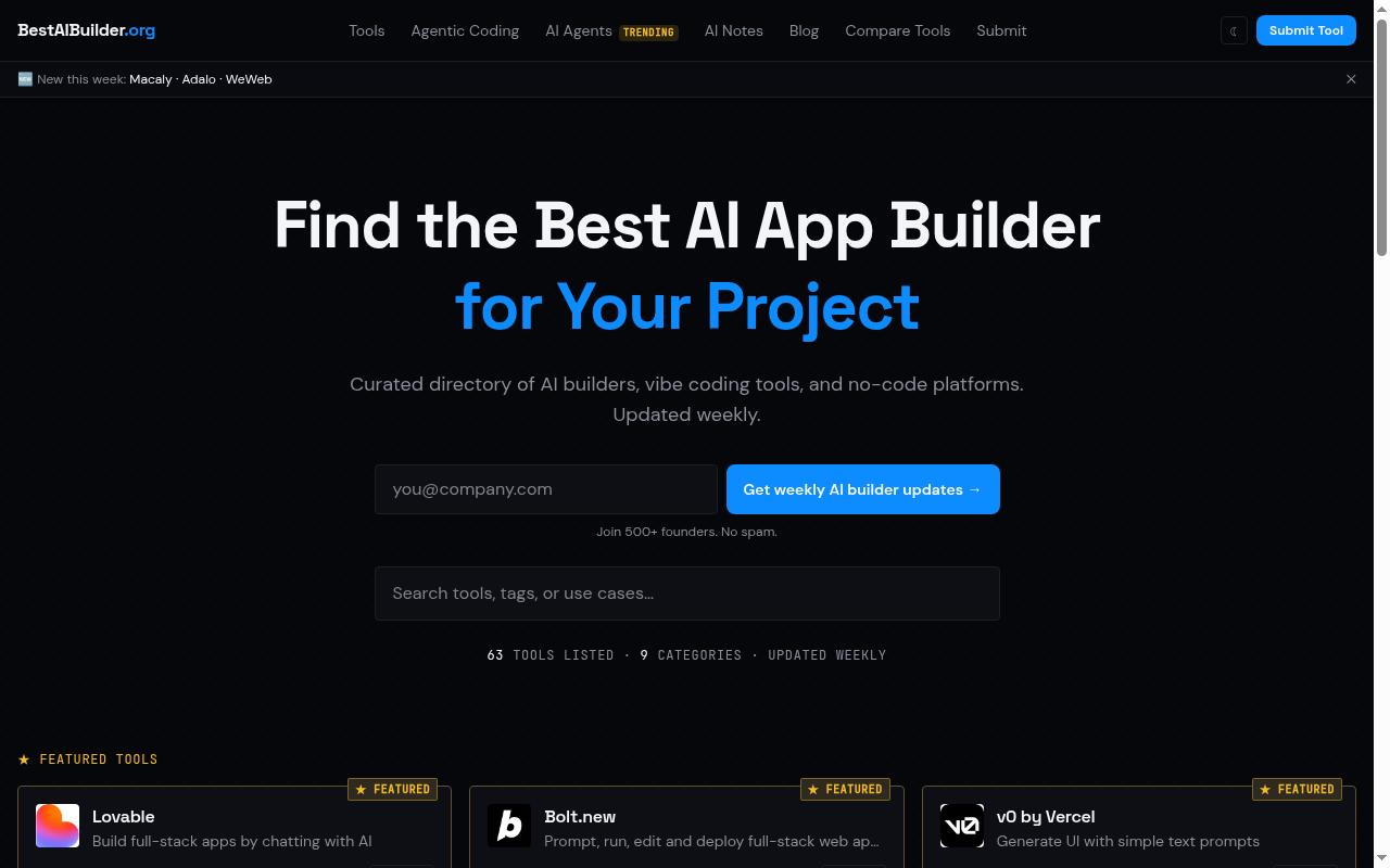 BestAIBuilder Homepage