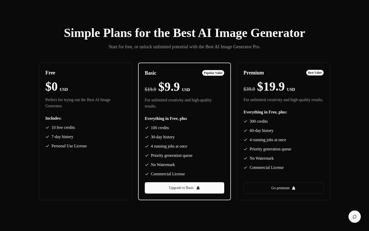 bestaiimage Pricing