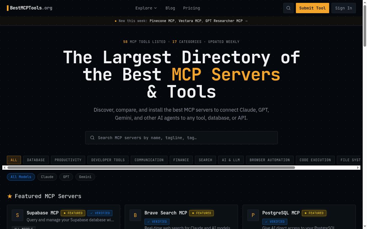 BestMCPTools Homepage