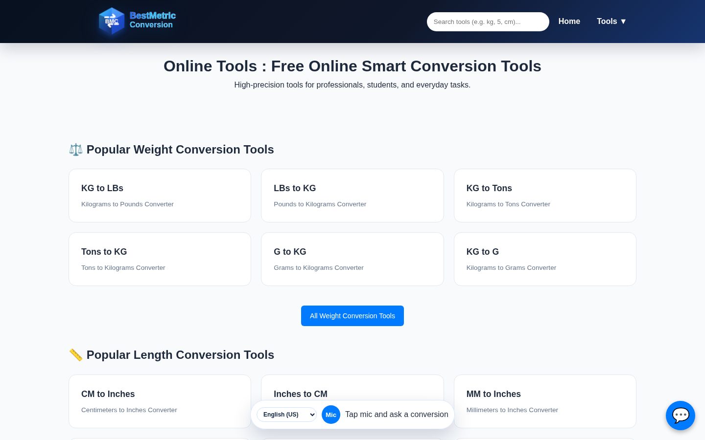 BestMetricConversion Homepage