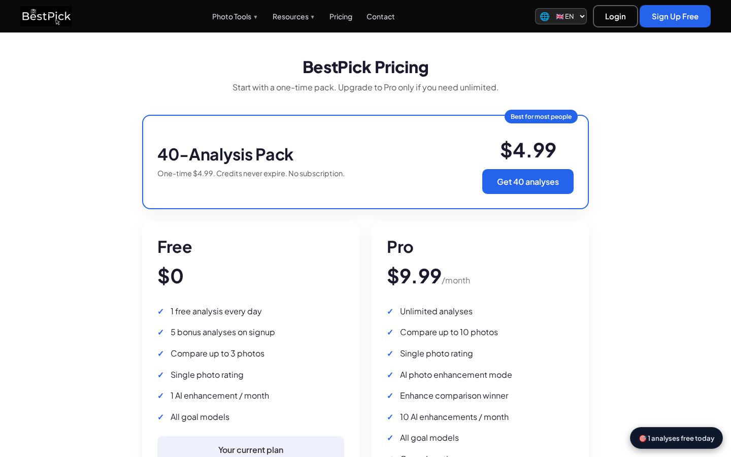 BestPick Pricing
