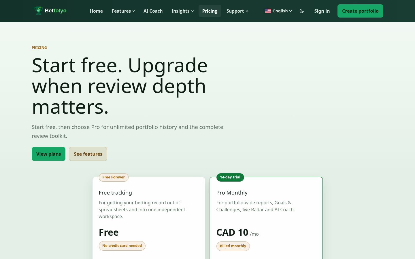 Betfolyo Pricing