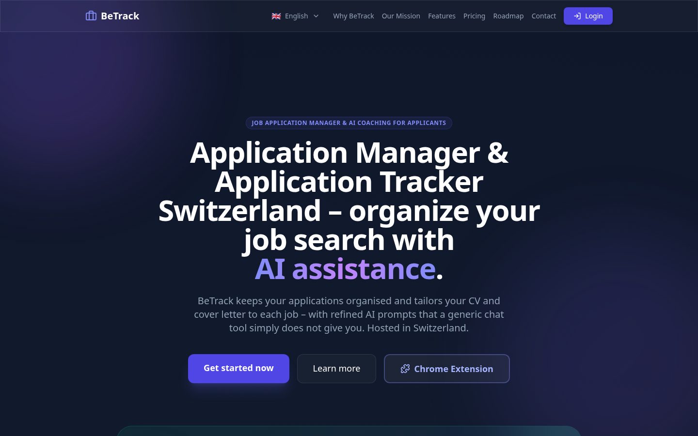 BeTrack Homepage