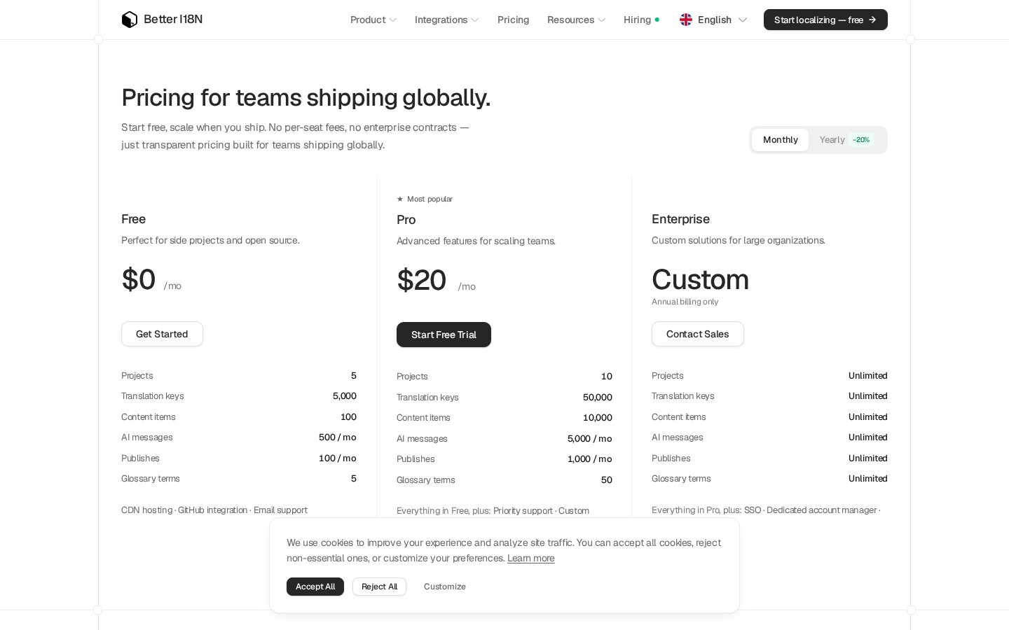 Better i18n Pricing
