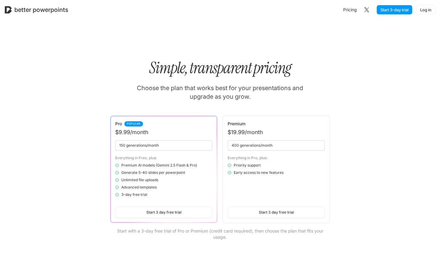 Better Powerpoints Pricing
