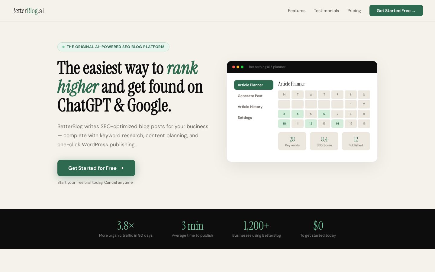 BetterBlog.ai Homepage