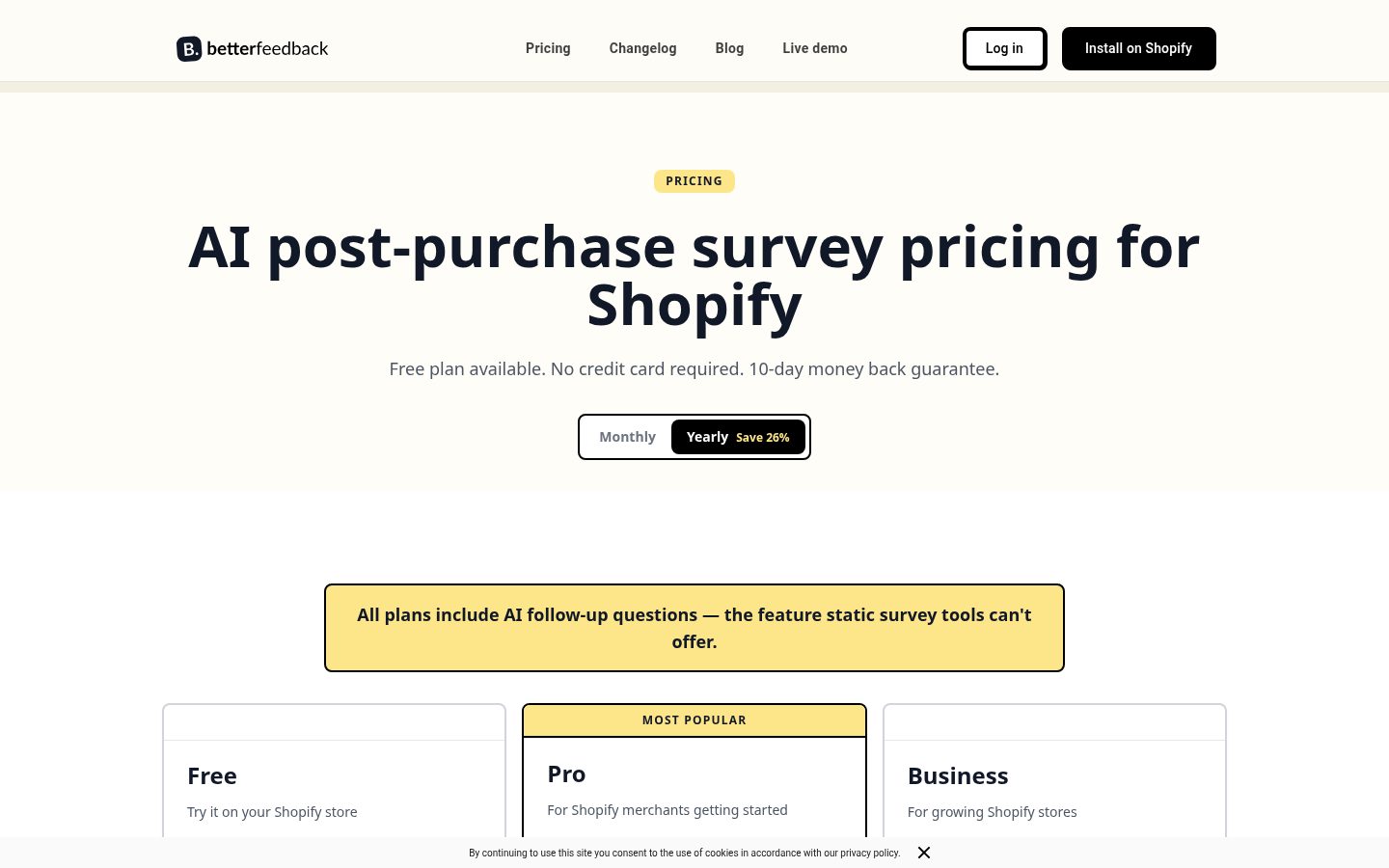 BetterFeedback Pricing