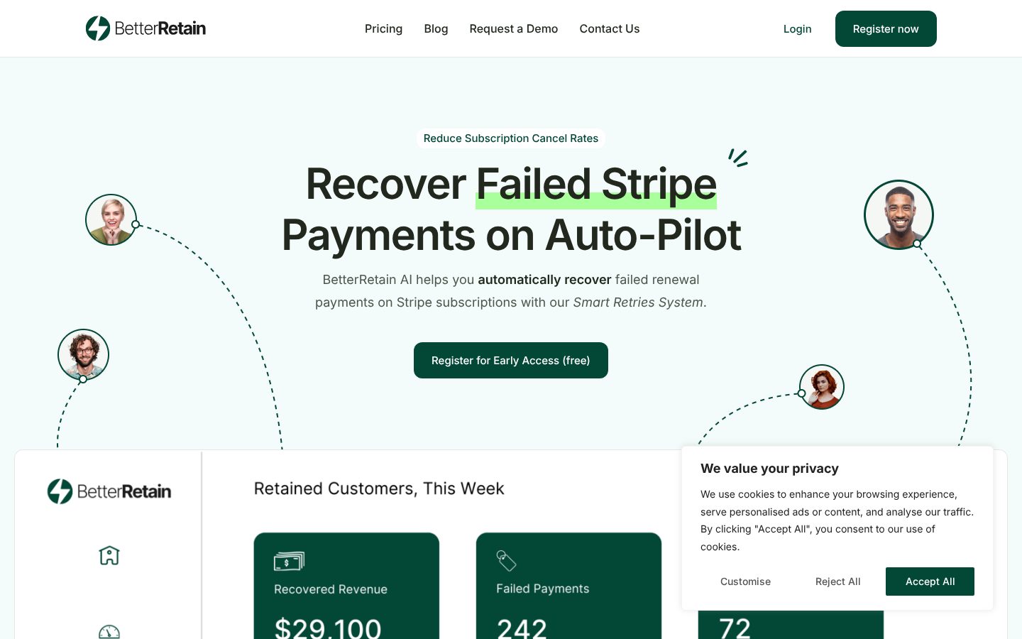 BetterRetain AI Homepage
