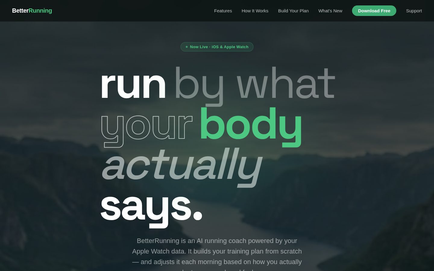 BetterRunning Homepage