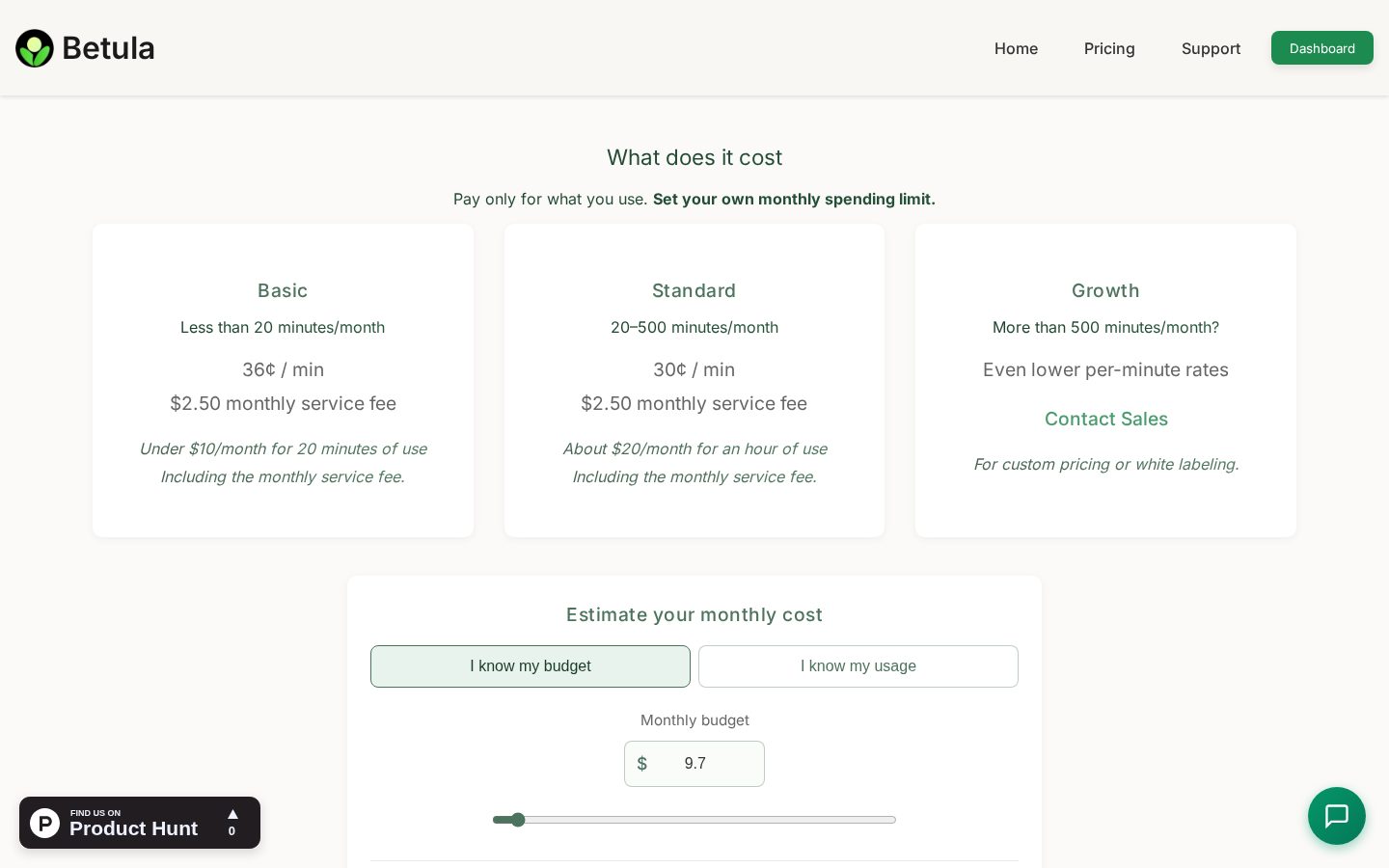 Betula Assistant Pricing