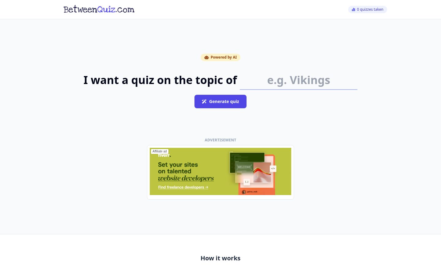 Between Quiz Homepage