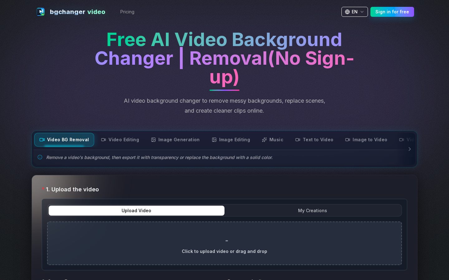 bgchanger.video Homepage