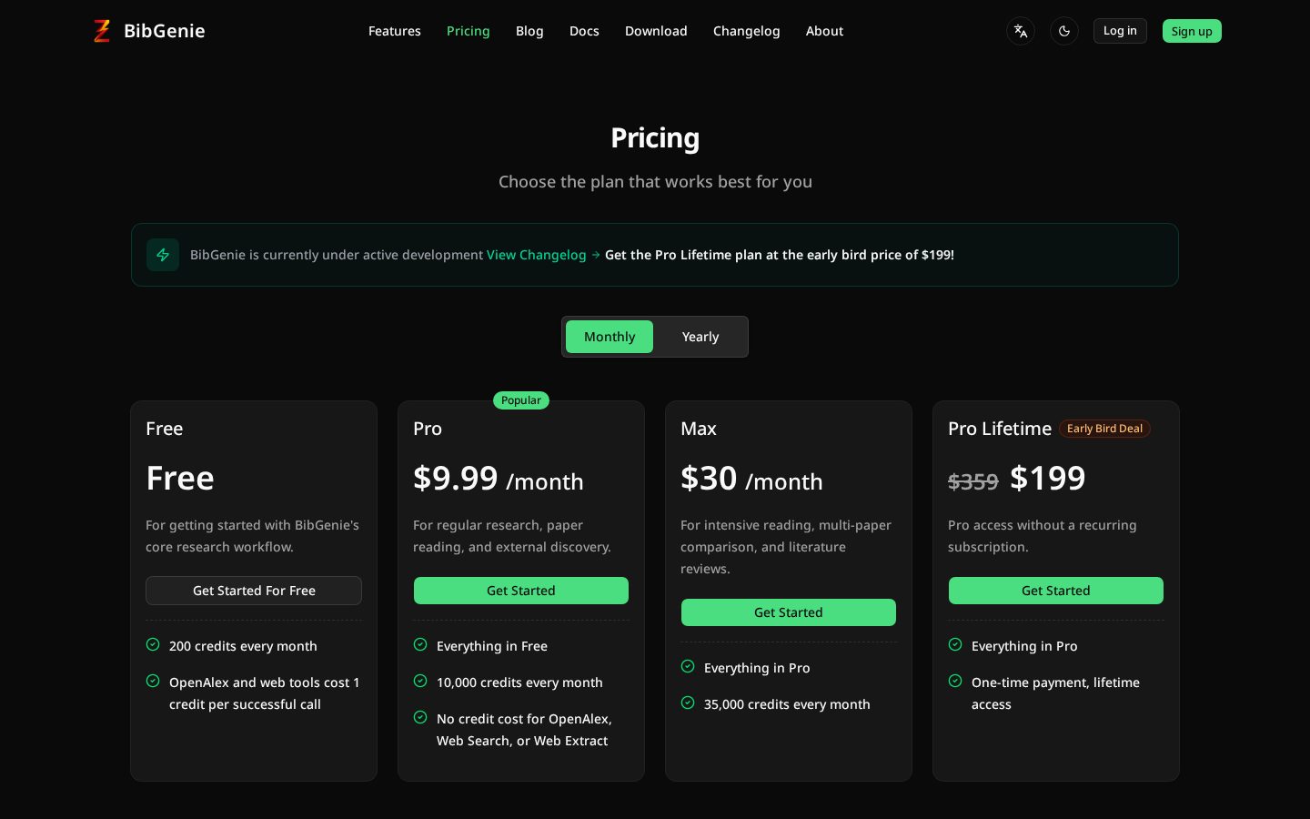 BibGenie Pricing
