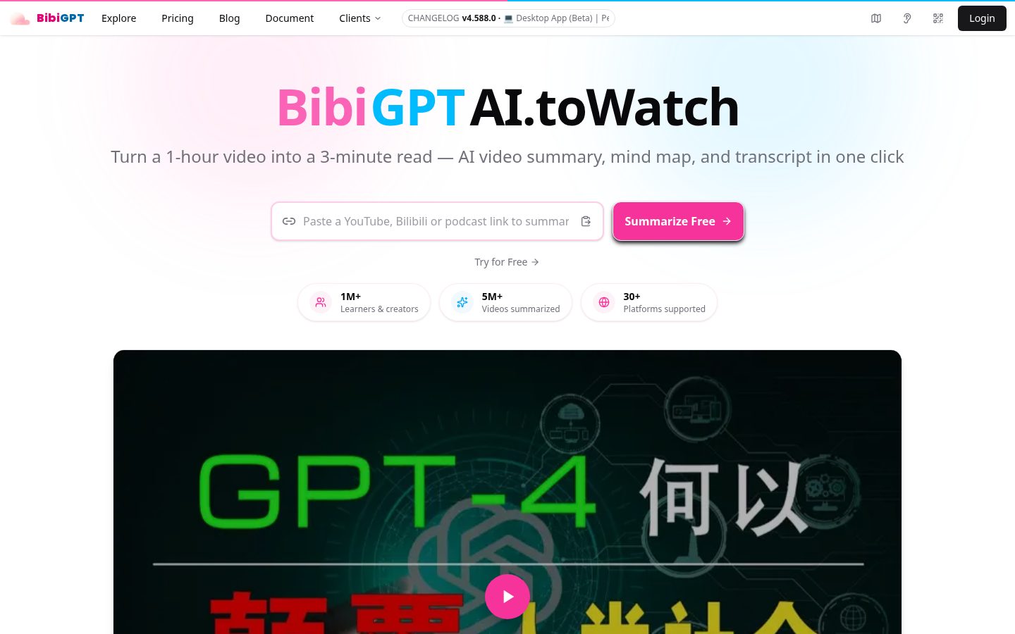 BibiGPT Homepage