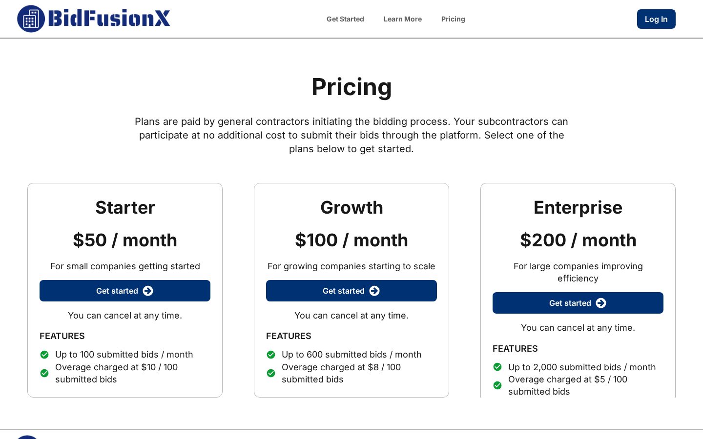 BidFusionX Pricing