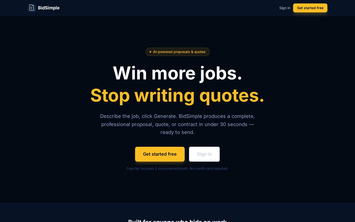 BidSimple Homepage