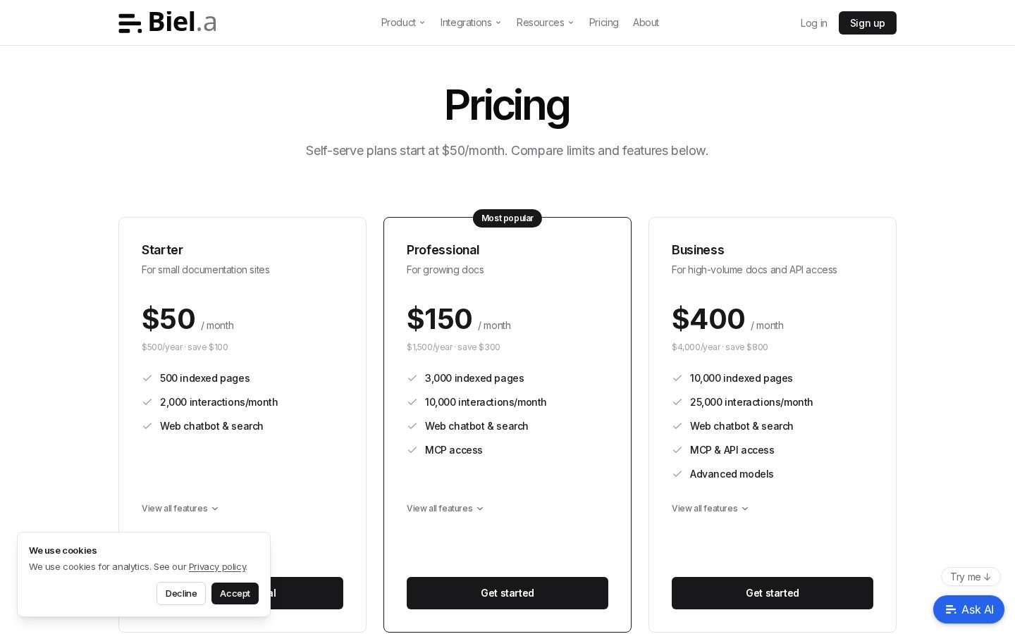 Biel.ai Pricing
