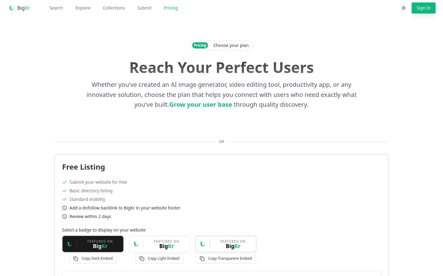 BigKr Pricing