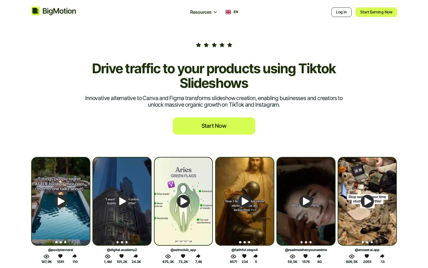 BigMotion AI Slideshow Homepage